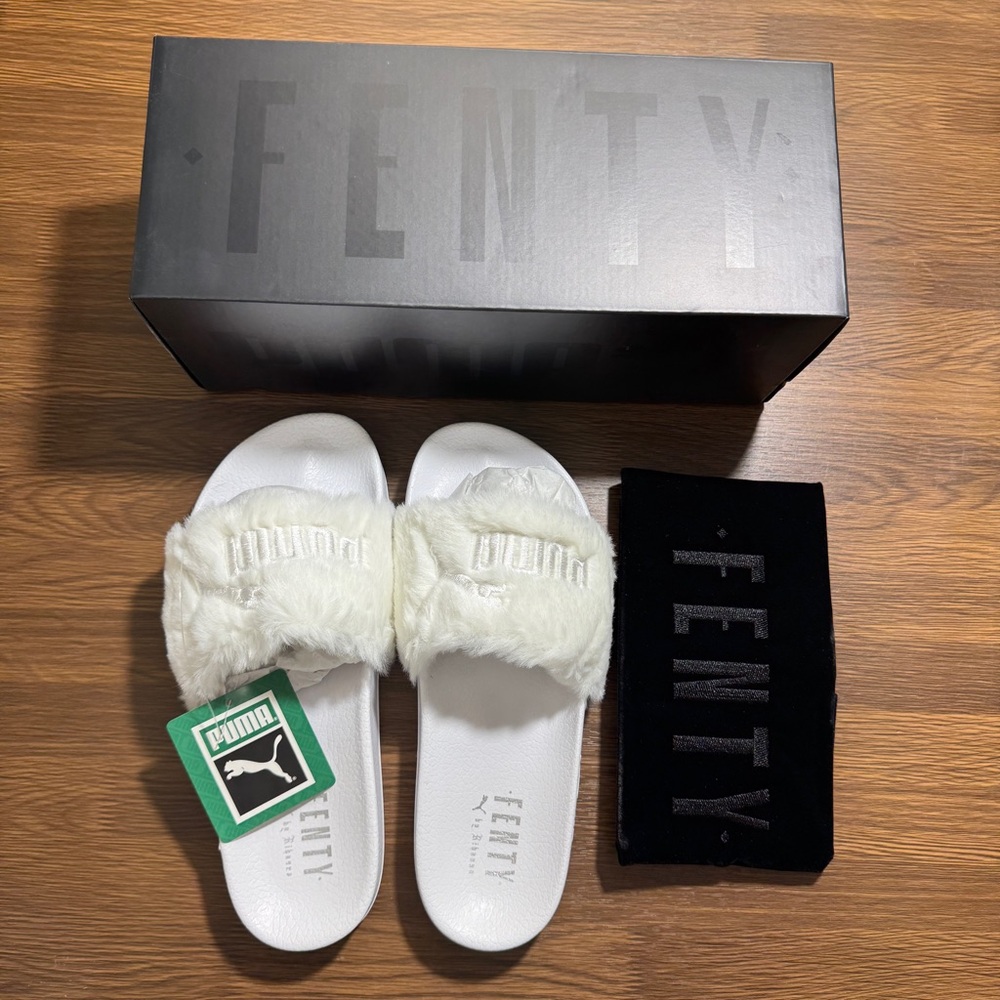 Puma Leadcat Fenty Women Sandals Size 7.5 White-Puma Silver 362266-02